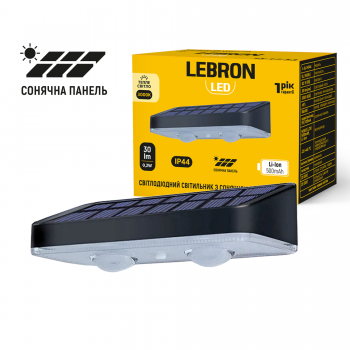 LED світильник LEBRON L-SL-14546, фасадний з сонячною панеллю, Li-Ion 500mAh, IP44