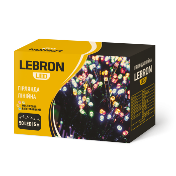 LED гірлянда LEBRON лінійна 5м, 50LED, мульти колір, IP20