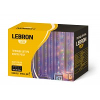 LED гірлянда LEBRON штора 3х2м, краплі роси, 200LED, мультиколор, USB, пульт ДК, IP20