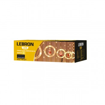 LED гірлянда LEBRON L-CL-3103 штора 2,7х0,5м, 145LED, теплий колір, IP20, USB, Пульт ДК