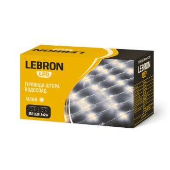 LED гірлянда LEBRON штора водоспад 2х2м, 192LED, біла, IP20