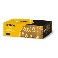 LED гірлянда LEBRON штора 2,7х0,54м, ялинка з іграшкою 145LED, жовта, IP20
