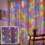 LED гірлянда LEBRON L-CL-2023 штора 3х2м, 200LED, мульти колір, IP20, USB, Пульт ДК