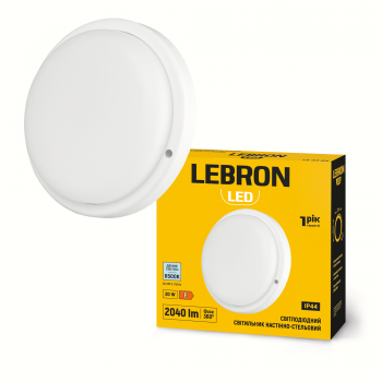 LED світильник LEBRON L-WLR-2065, 20W, 6500K, ІР44, круглий, 230V