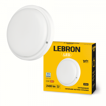 LED світильник LEBRON L-WLR-2465, 24W, 6500K, ІР44, круглий, 230V
