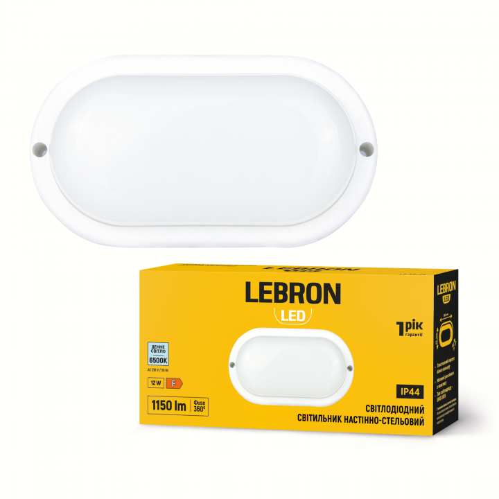 LED світильник LEBRON L-WLO-1265, 12W, 6500K, ІР44, овал, 230V