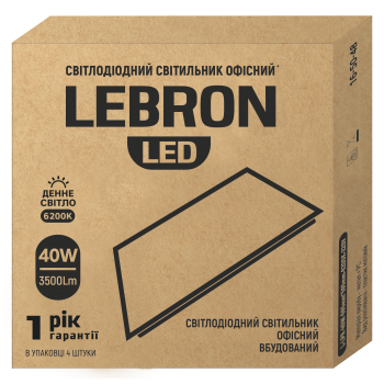 LED світильник LEBRON L-LPR, 40W, вбудований, 6200K, 3500Lm