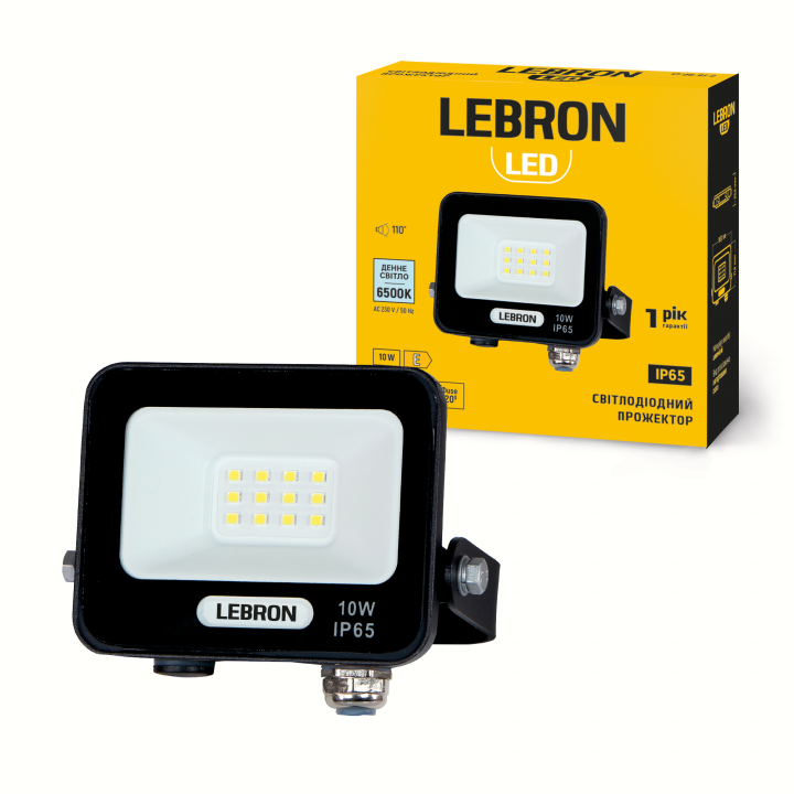 LED прожектор LEBRON L-LF-1065, 10W, 6500K, IP65, 230V