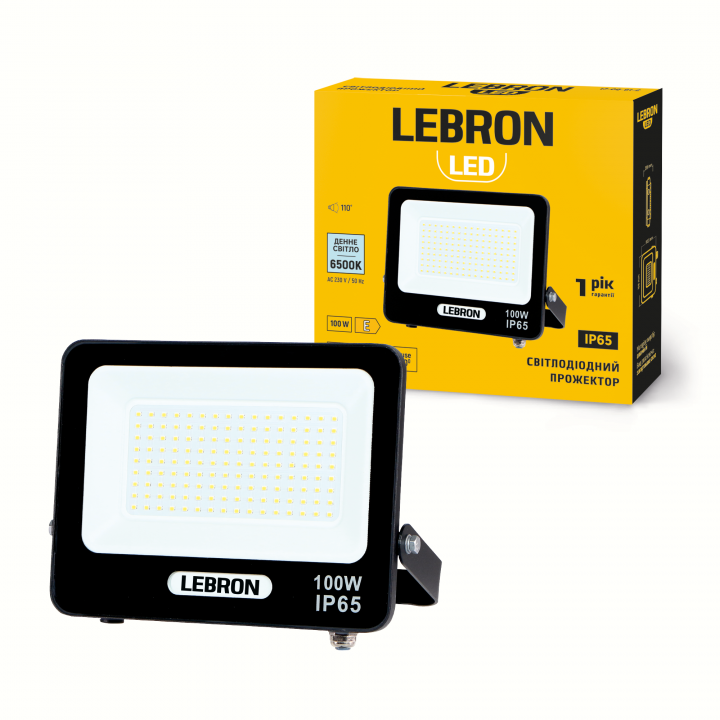 LED прожектор LEBRON L-LF-10065, 100W, 6500K, IP65, 230V