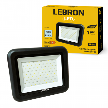 LED прожектор LEBRON L-LF-10062, 100W, 6200K, IP65, розбірний корпус, 230V