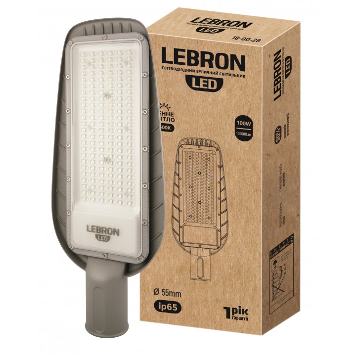 LED світильник LEBRON L-LSL, консольний, 100W,  6500K, 10000Lm, 85-265V