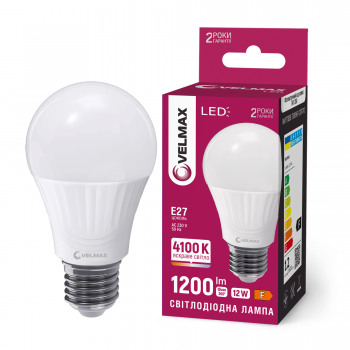 LED лампа VELMAX V-A60-122741, 12W, E27, 4100K, 230V