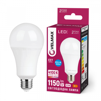 LED лампа VELMAX V-A60-122741/12V-36V, 12W, E27, 4100K