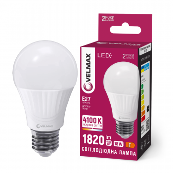 LED лампа VELMAX V-A80-182741, 18W, Е27, 4100K, 230V