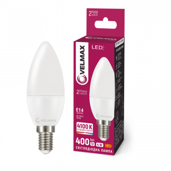 LED лампа VELMAX V-C37-41441, 4W, E14, 4100K, 230V