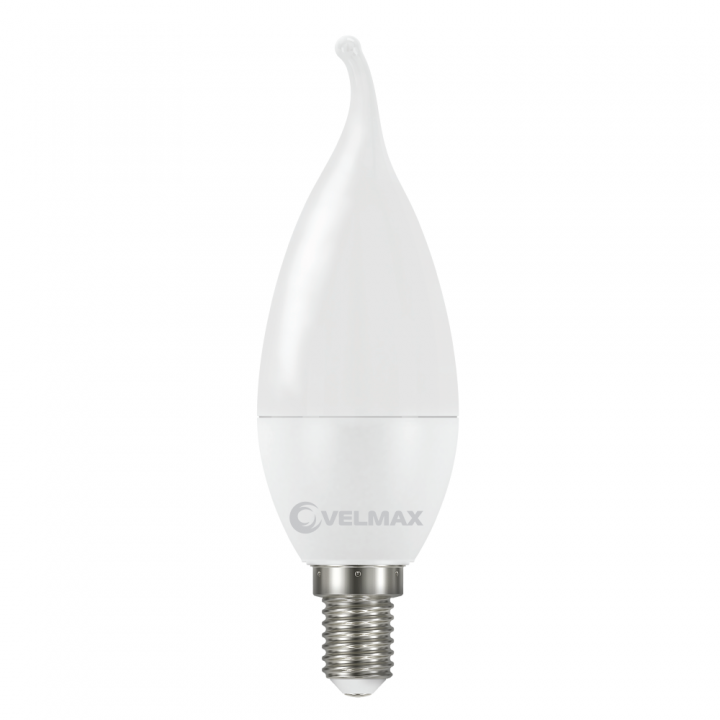 LED лампа VELMAX V-C37t, 6W, 220V, E14, 4100K, 540Lm, EMC