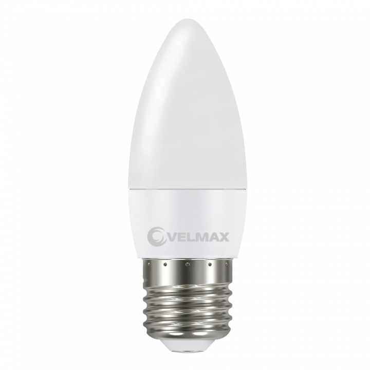 LED лампа VELMAX V-C37, 6W, 220V, E27, 4100K, 540Lm, EMC