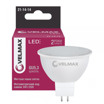 LED лампа VELMAX V-MR16, 4W, GU5,3, 4100K, 400Lm, EMC