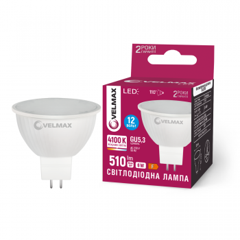 LED лампа VELMAX V-MR16-GU5,3-641-12V, 6W, 4100K