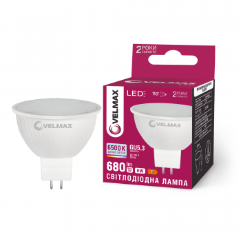 LED лампа VELMAX V-MR16-GU5,3-865, 8W, 6500K, 230V