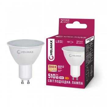 LED лампа VELMAX V-MR16-GU10-630, 6W, 3000K, 230V