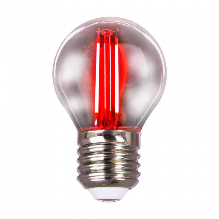 LED лампа VELMAX V-Filament-G45, 2W, E27, червона, 200Lm