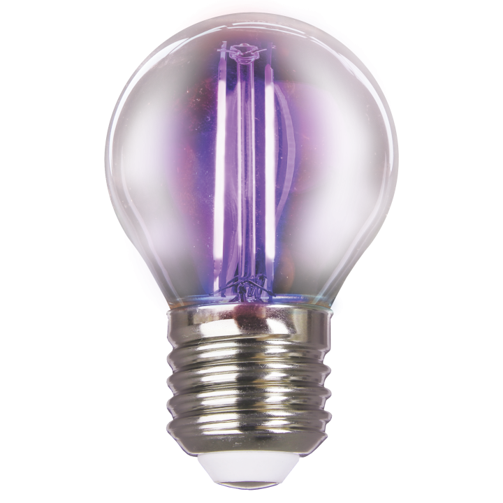 LED лампа VELMAX V-Filament-G45, 2W, E27, фіолетовий, 230V
