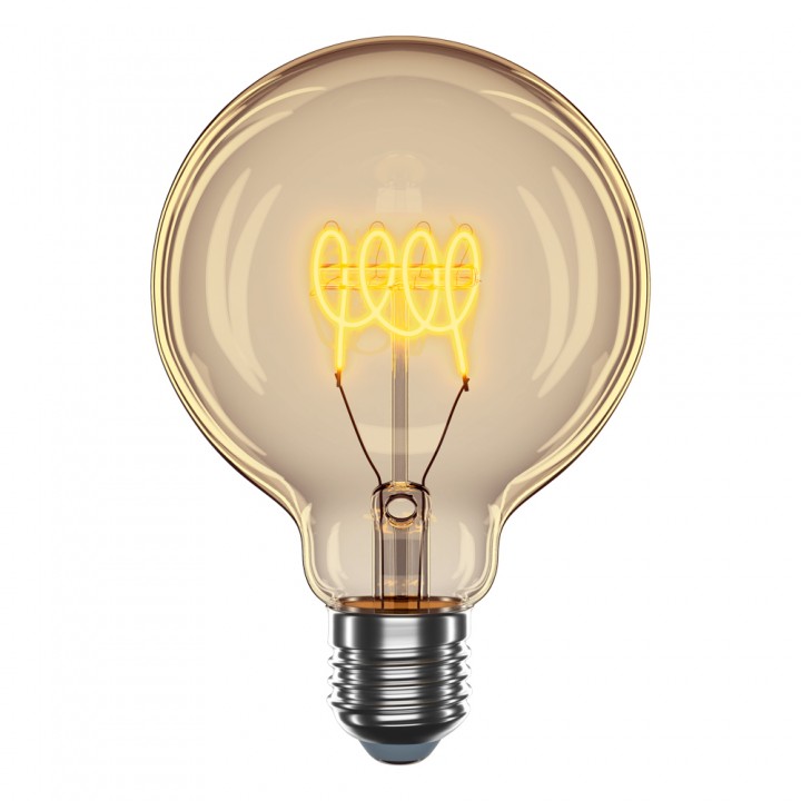 LED лампа VELMAX V-Filament-Amber-G95-Спіраль-G, 4W, E27, 2700K, 300Lm