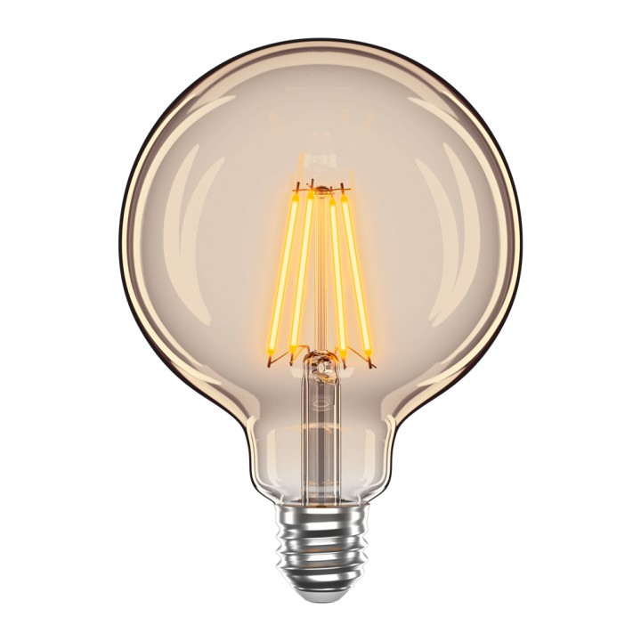 LED лампа VELMAX V-Filament-Amber-G125, 4W, E27, 2200K, 400Lm