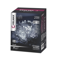 LED гірлянда VELMAX V-SSL, лінійна 10м, 100LED, 7500К, прозорий кабель, IP65