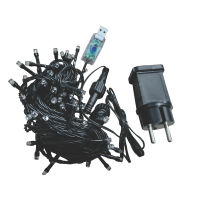 LED гірлянда VELMAX V-SSL, лінійна 10м, 100LED, RGB, USB, чорний кабель, IP65