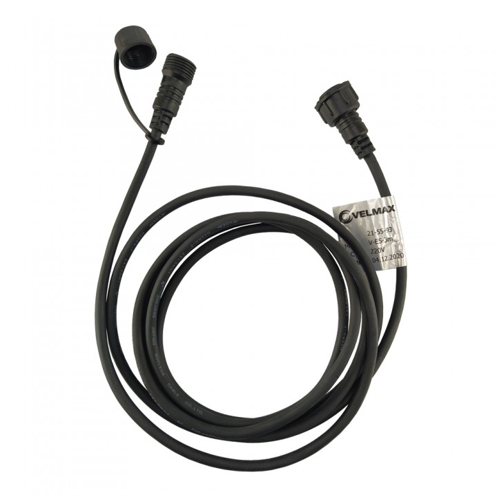 Аксесуар - подовжувач з конектором до освітлювальний приладу з кабелю та цоколів VELMAX, 3м, ІР65