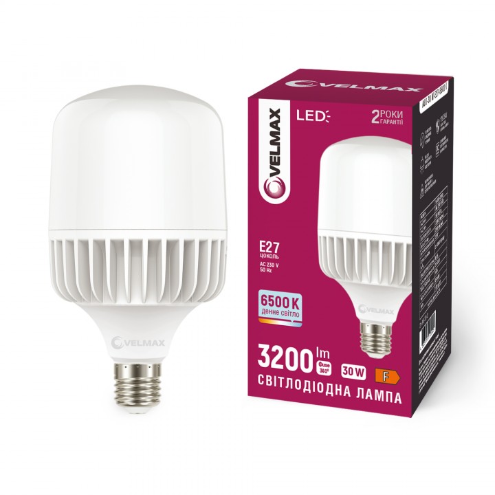 LED лампа VELMAX V-A80-3065, 30W, Е27, 6500K, 230V