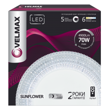 LED св-к VELMAX V-CL-SUNFLOWER, 70W, smart, 3000K-6500K, 4900Lm, пульт ДК