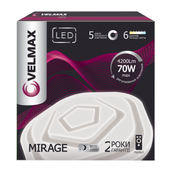 LED св-к VELMAX V-CL-MIRAGE, 70W, smart, 3000K-6500K, 4200Lm, пульт ДК