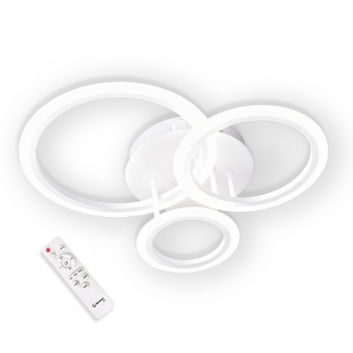 LED світильник VELMAX V-CL-NAOMI-R-45SWh, max 45W, 3000K-6500K, пульт, блок живлення, білий, 230V
