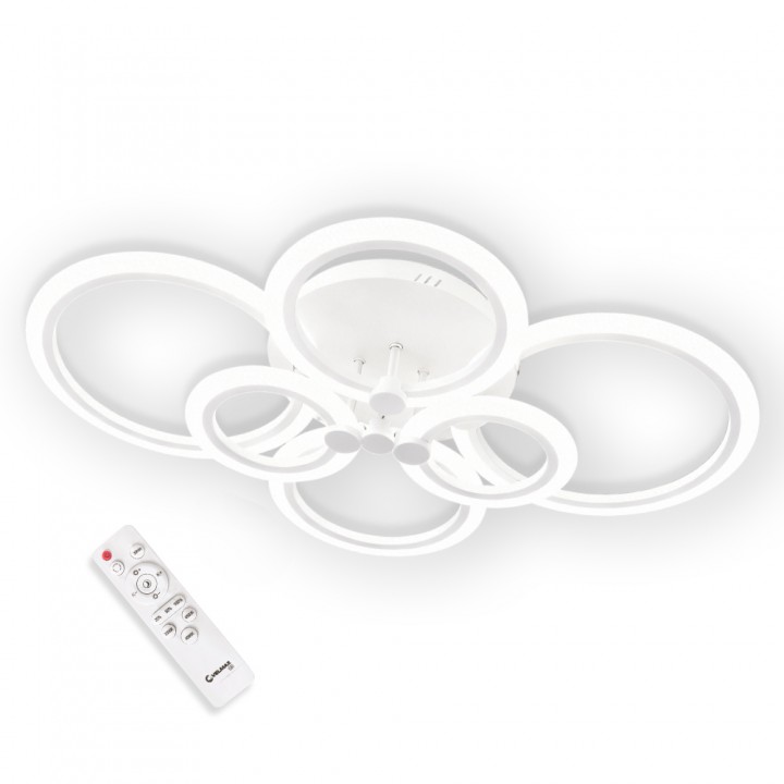 LED світильник VELMAX V-CL-NAOMI-R-120SWh, max 120W, 3000K-6500K, пульт, блок живлення, білий, 230V