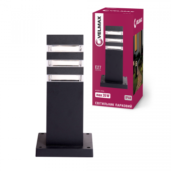 Світильник VELMAX V-GL-58, max 35W, E27, 230V, IP44, 300мм, квадратний