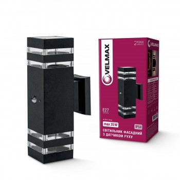 Світильник VELMAX V-WLS-80, max 35W, E27, IP54, 300мм, квадратний, датчик руху, 230V