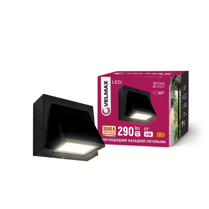LED світильник VELMAX V-YJ-QS-G13, 4W, 3000K, IP54, 230V