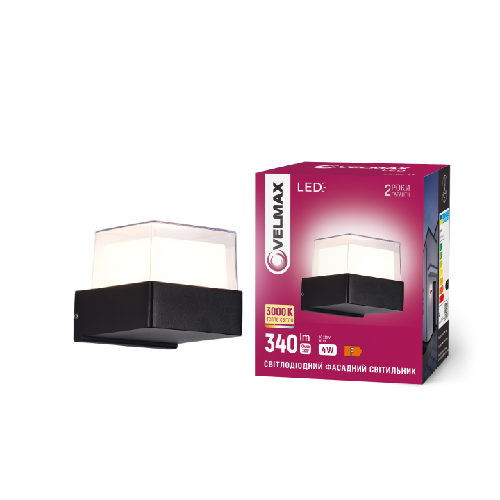 LED світильник VELMAX V-YJ-QS-G110, 4W, 3000K, IP54, 230V