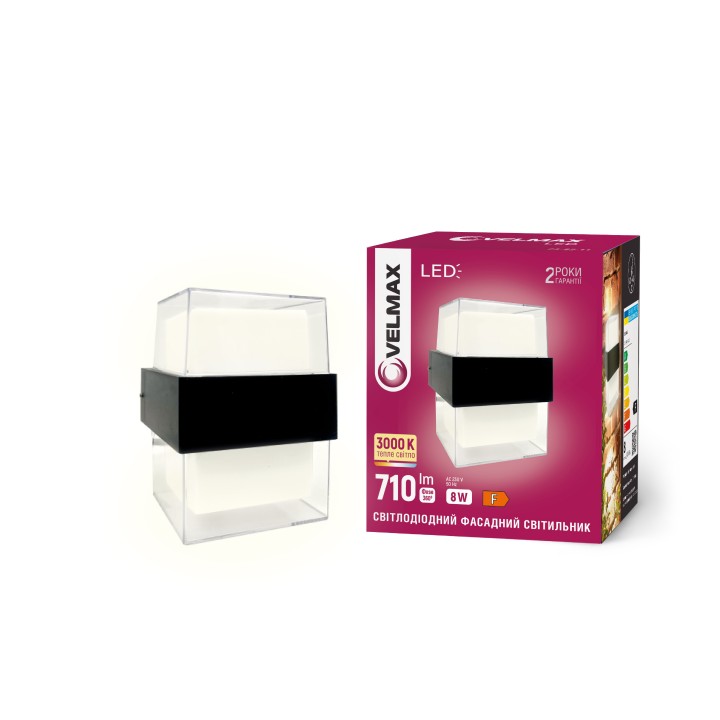 LED світильник VELMAX V-YJ-QS-G111, 8W, 3000K, IP54, 230V