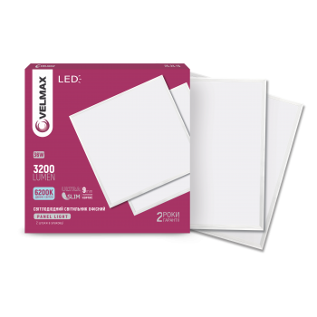 LED світильник VELMAX V-UPS, 48W, панель, 595*595mm, 4000K, 4200Lm, з блоком жи-ня