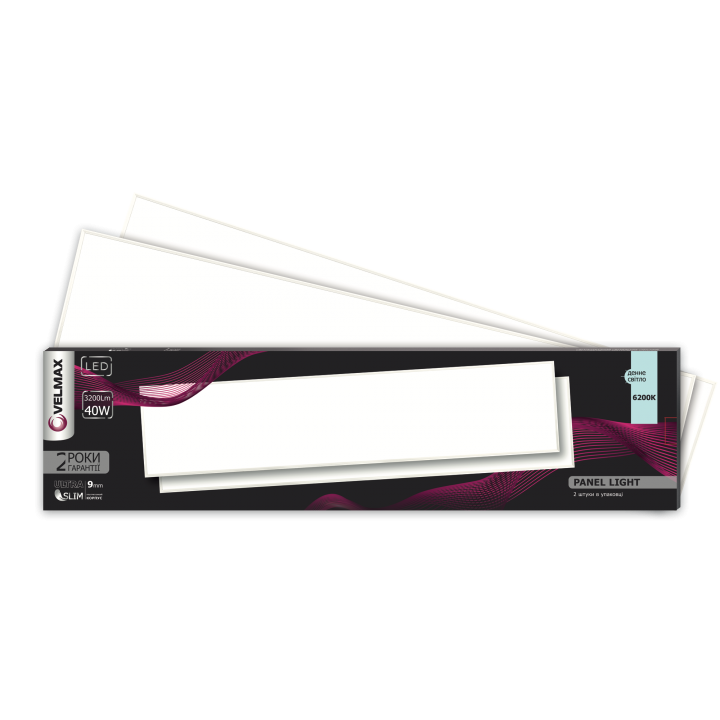 LED світильник VELMAX V-UPS, 40W, панель, 295*1195mm, 6200K, 3200Lm, з блоком жи-ня