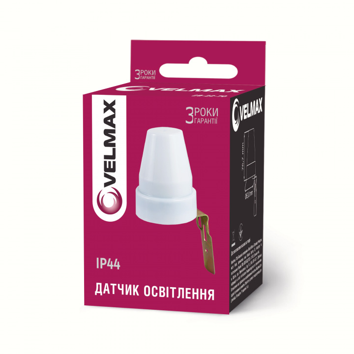 Датчик освітлення VELMAX V-LCS-71, AC220-240V, 10A, (ST302)