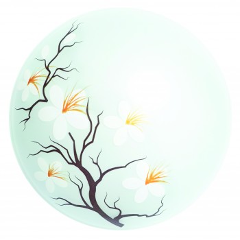 Світильник, скло-метал, Е27, 60W, 250х90мм, IP20, білий/сакура, круглий, 37929 кор