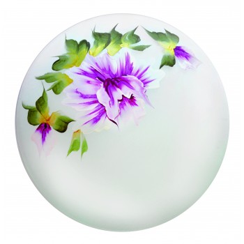 Світильник, скло-метал, Е27, 60W, 250х90мм, IP20, білий/квіти, круглий, 37SV-01 рожевий