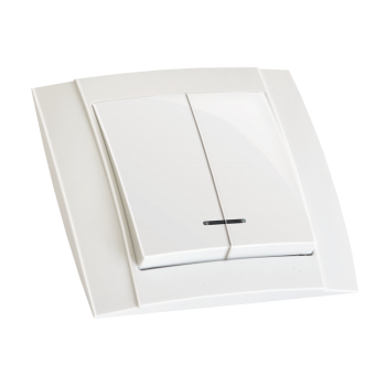 Вимикач 2 кл, 10А, з світл. біл. індикатором (Б), "Lara"