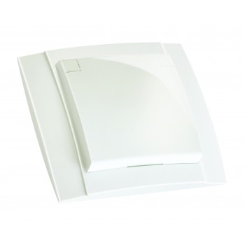 Розетка з/з, 16А, бризкозахищена-(IP44), з кришкою, "Lara"