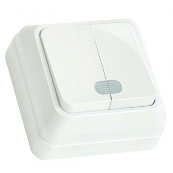 Вимикач 2 кл, 10А, з світл. біл. індикатором (Б), "Julia"